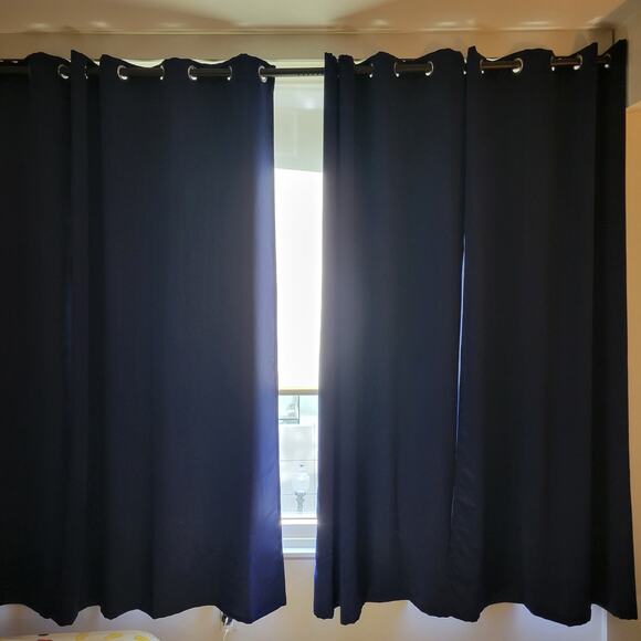 Blackout Curtains Room Darkening Thermal Insulted Navy 52 x 54 inch 2 Panels - Picture 3 of 5